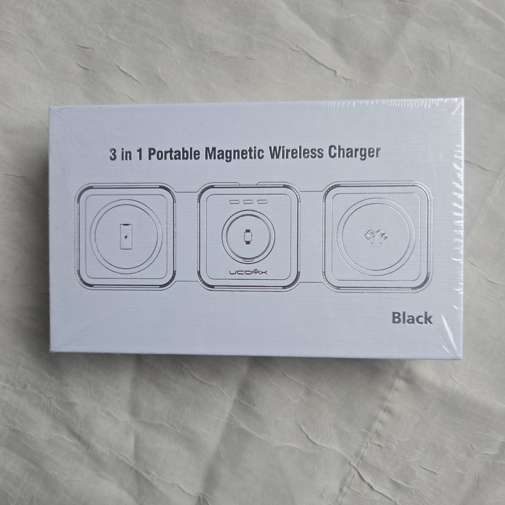 3 in 1 Portable Magnetic Wireless Charger - Black